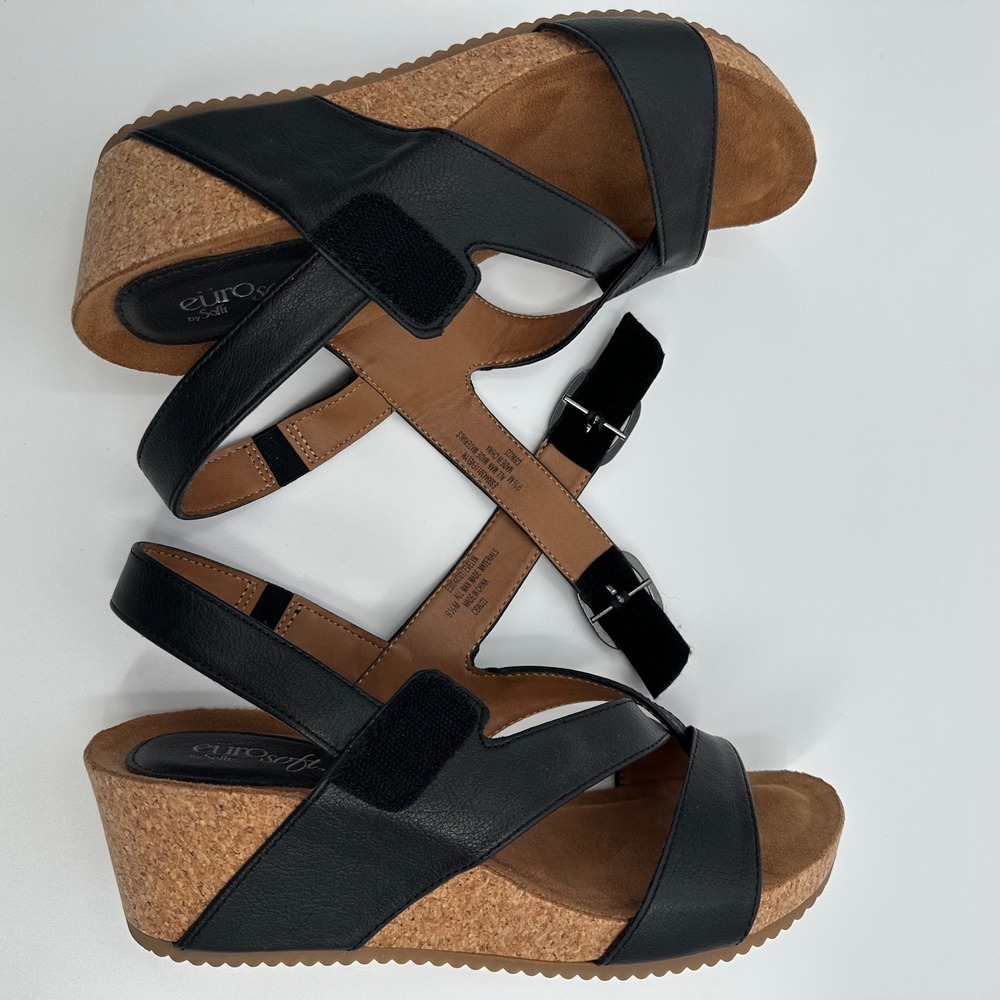 EuroSoft Evelyn Wedge Sandal Black Size 9.5 - Picture 9 of 12